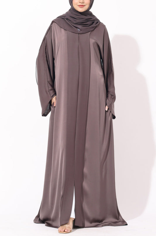 Luxury Pleated Abaya Espresso Brown