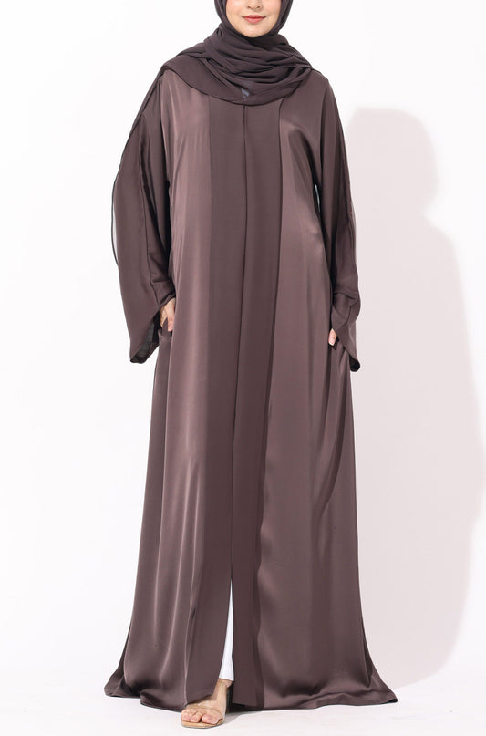 Luxury Pleated Abaya Espresso Brown