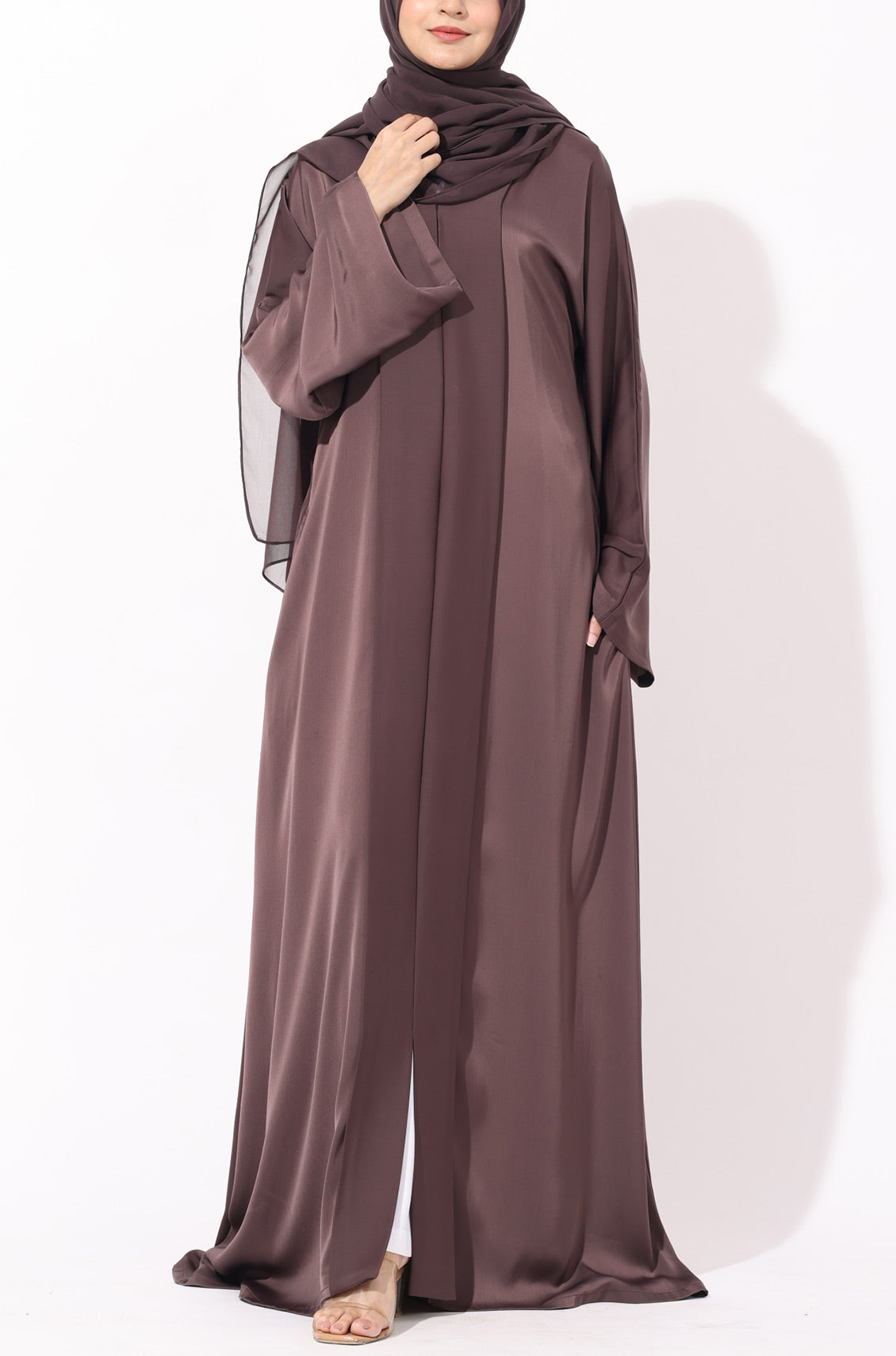 Luxury Pleated Abaya Espresso Brown