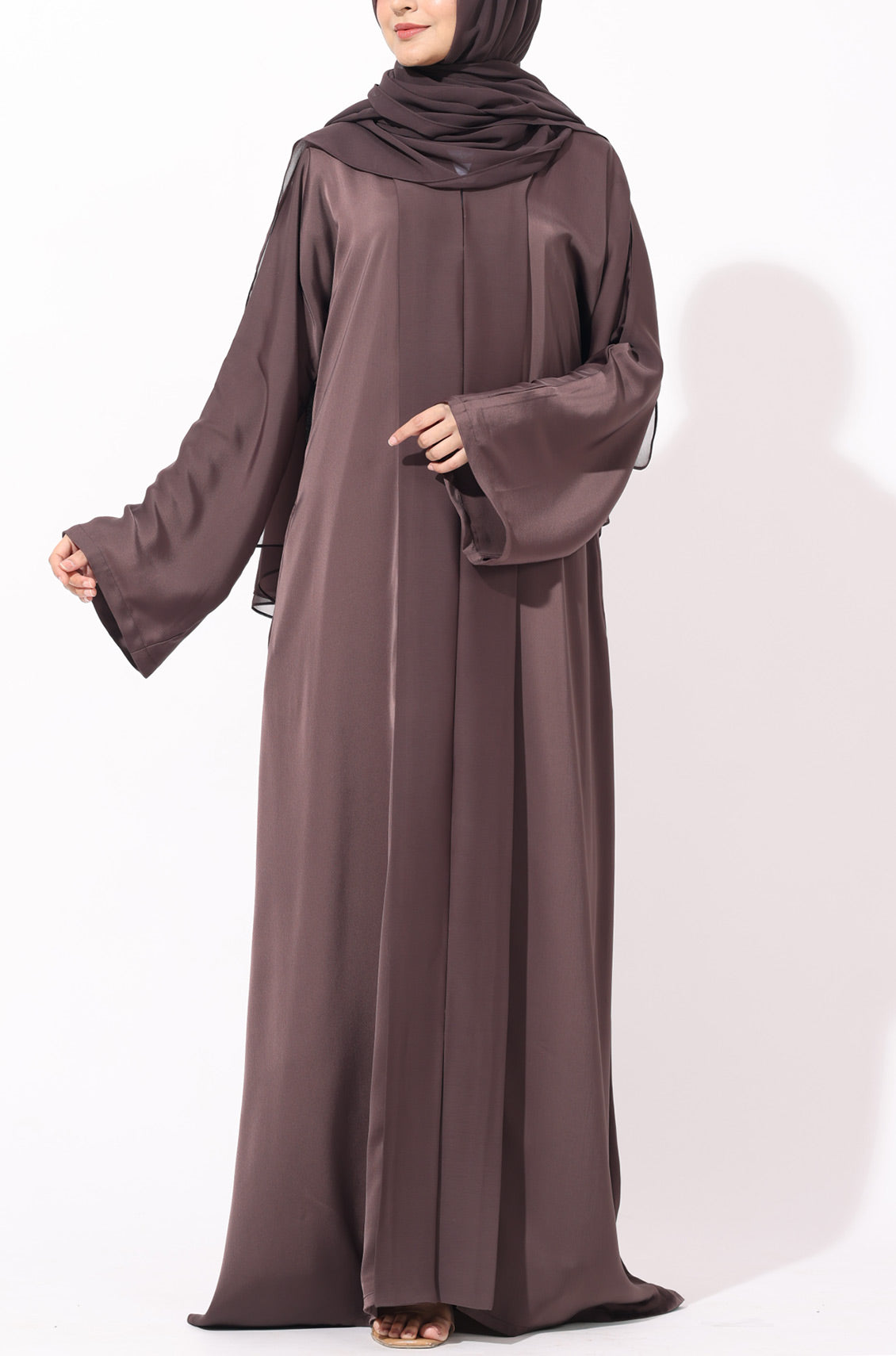 Luxury Pleated Abaya Espresso Brown