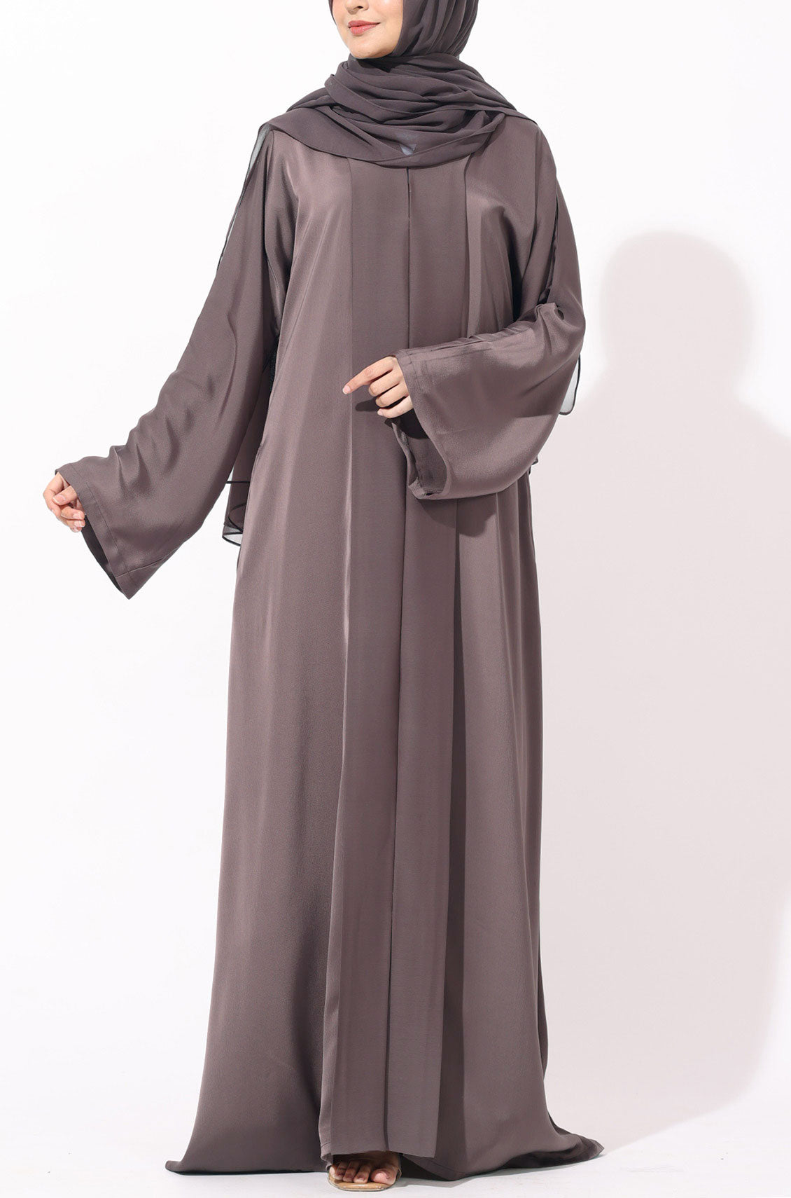 Luxury Pleated Abaya Espresso Brown