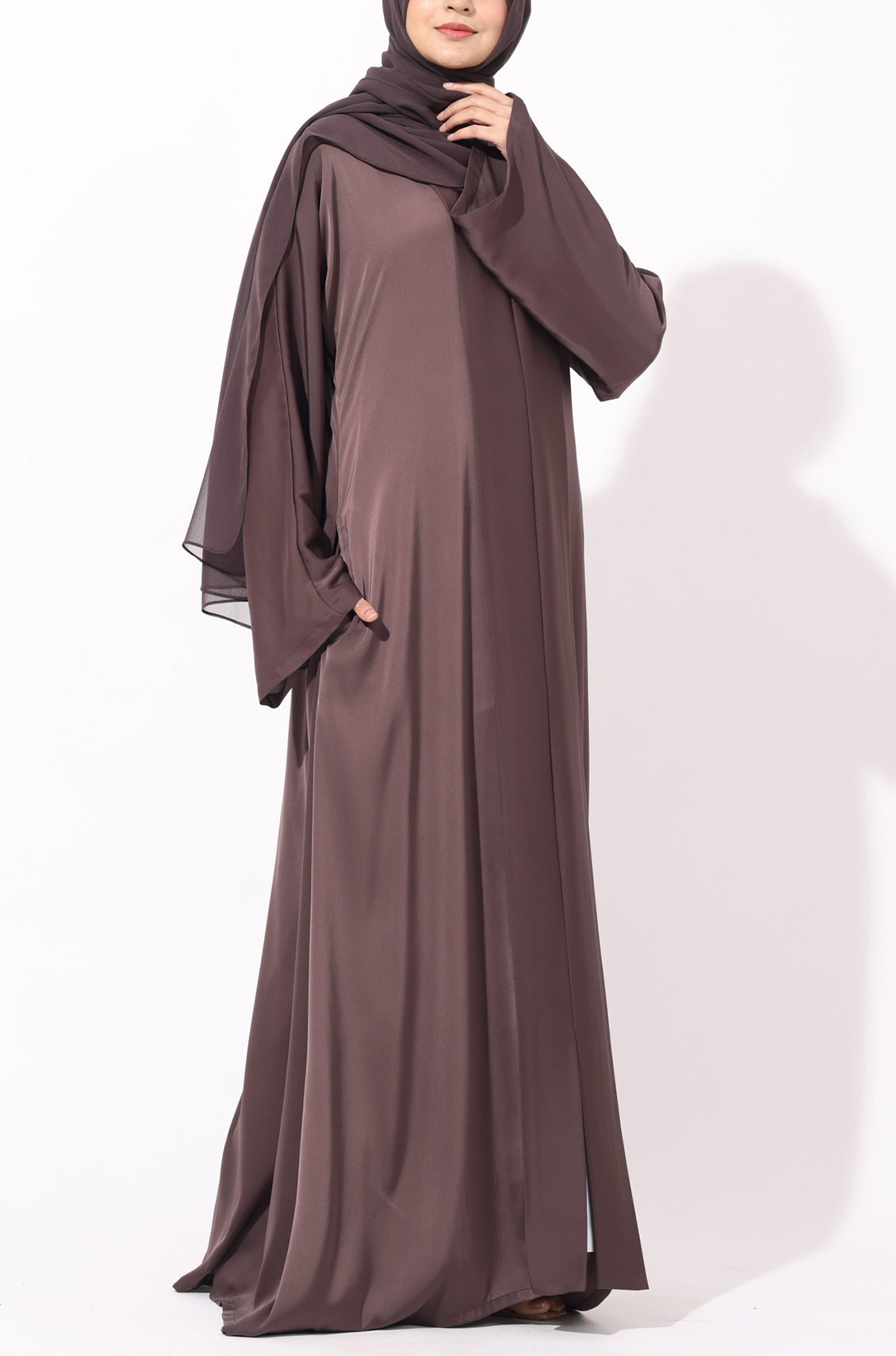 Luxury Pleated Abaya Espresso Brown