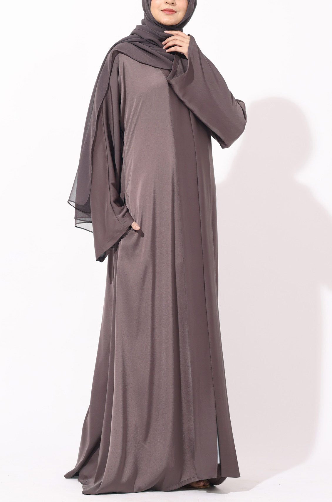 Luxury Pleated Abaya Espresso Brown