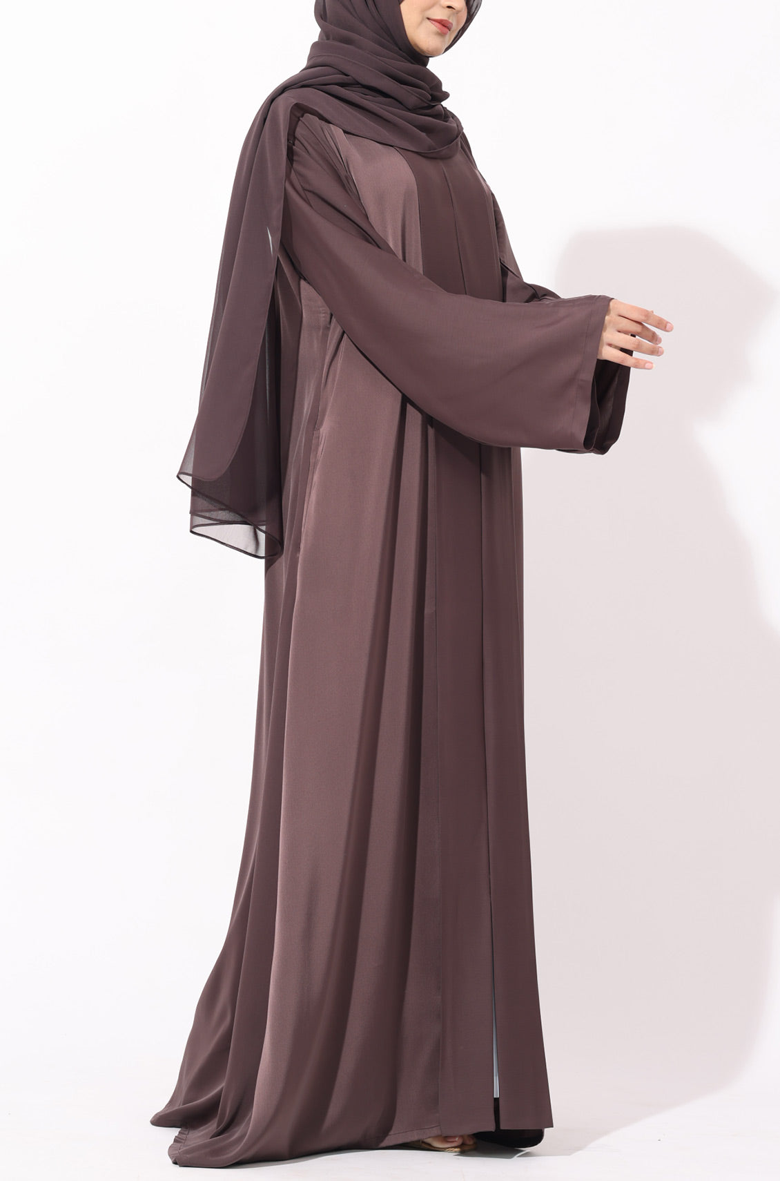 Luxury Pleated Abaya Espresso Brown