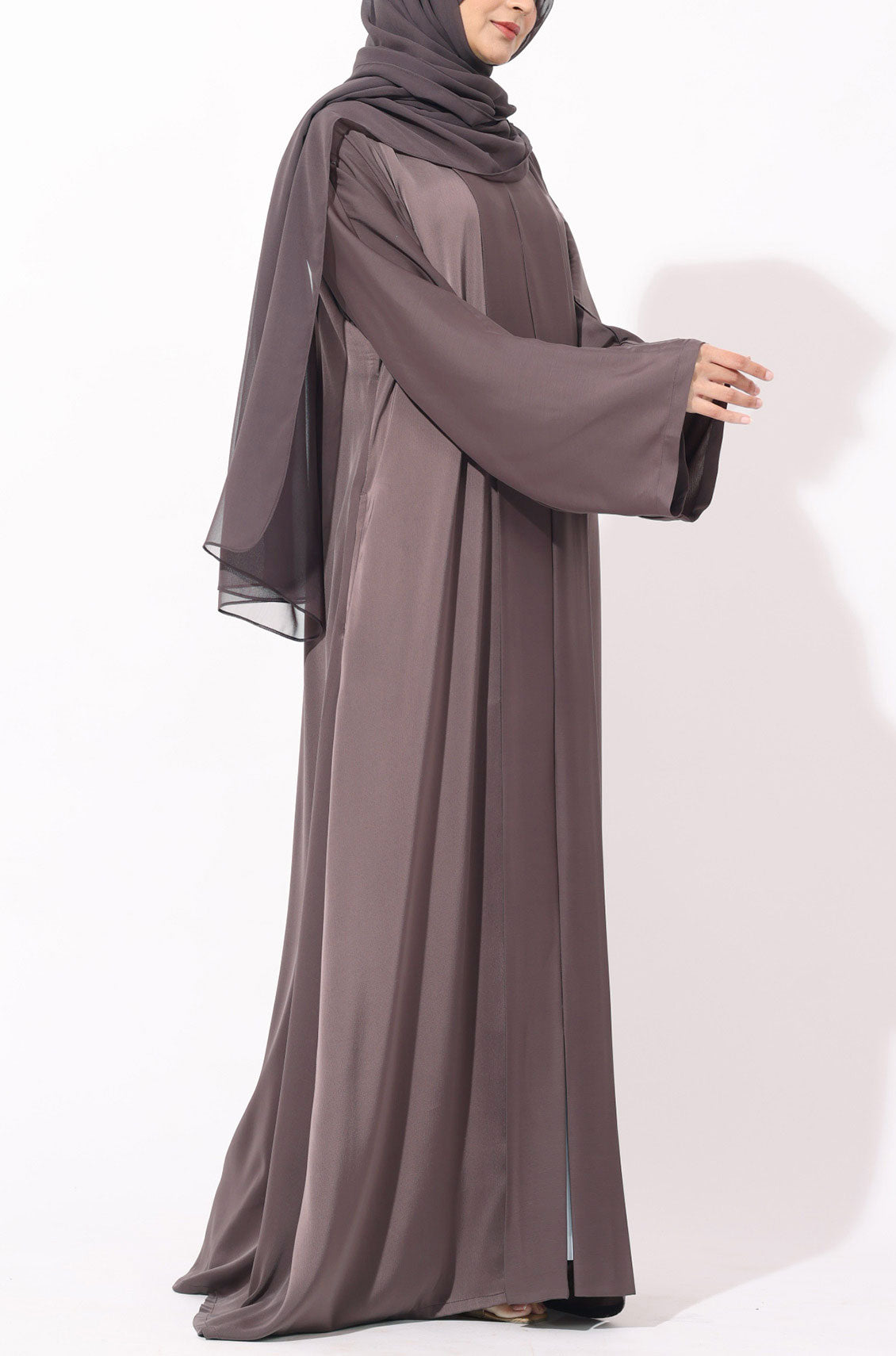 Luxury Pleated Abaya Espresso Brown