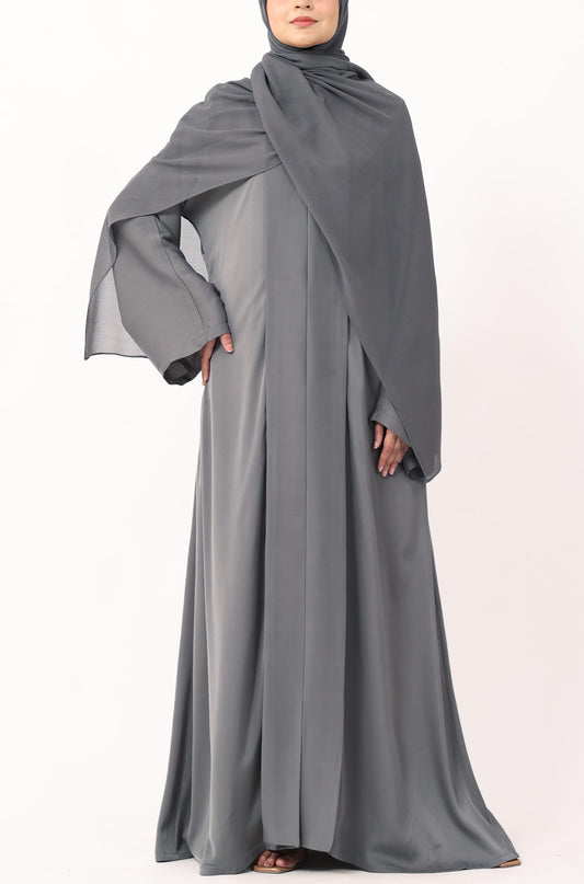 Luxury Pleated Abaya Frost Grey