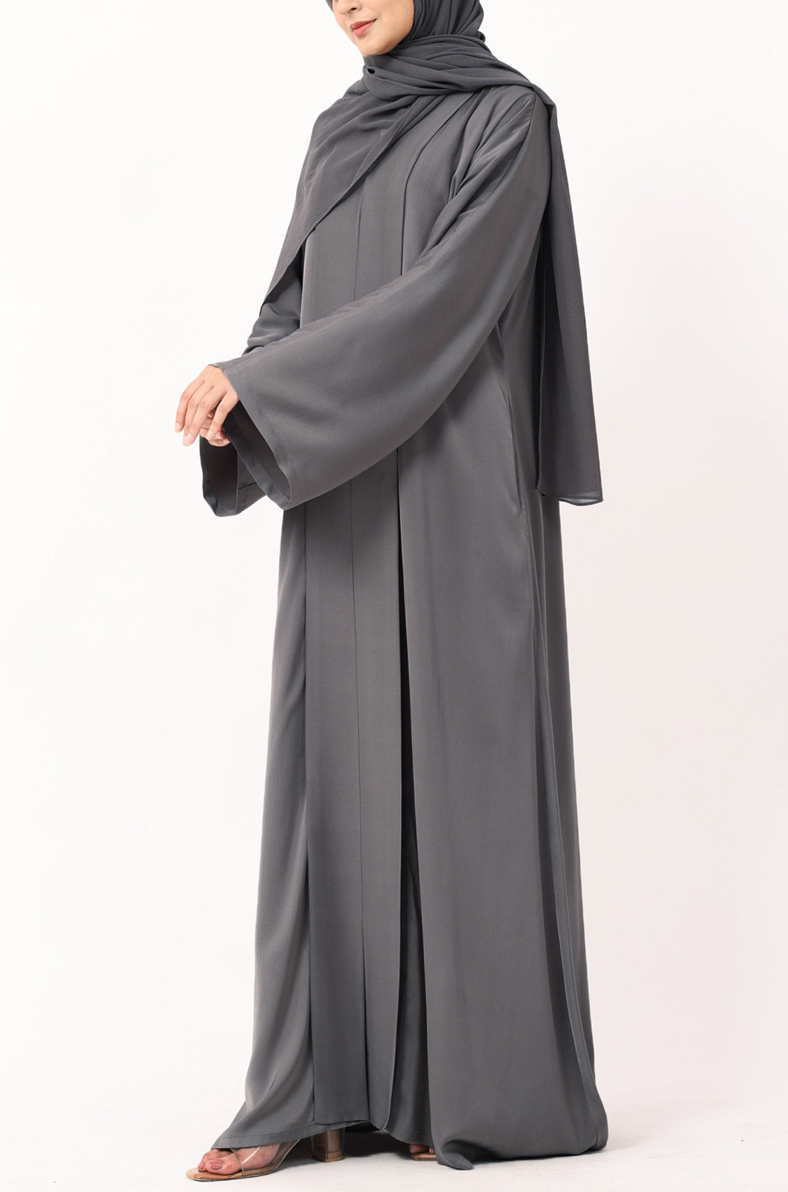 Luxury Pleated Abaya Frost Grey