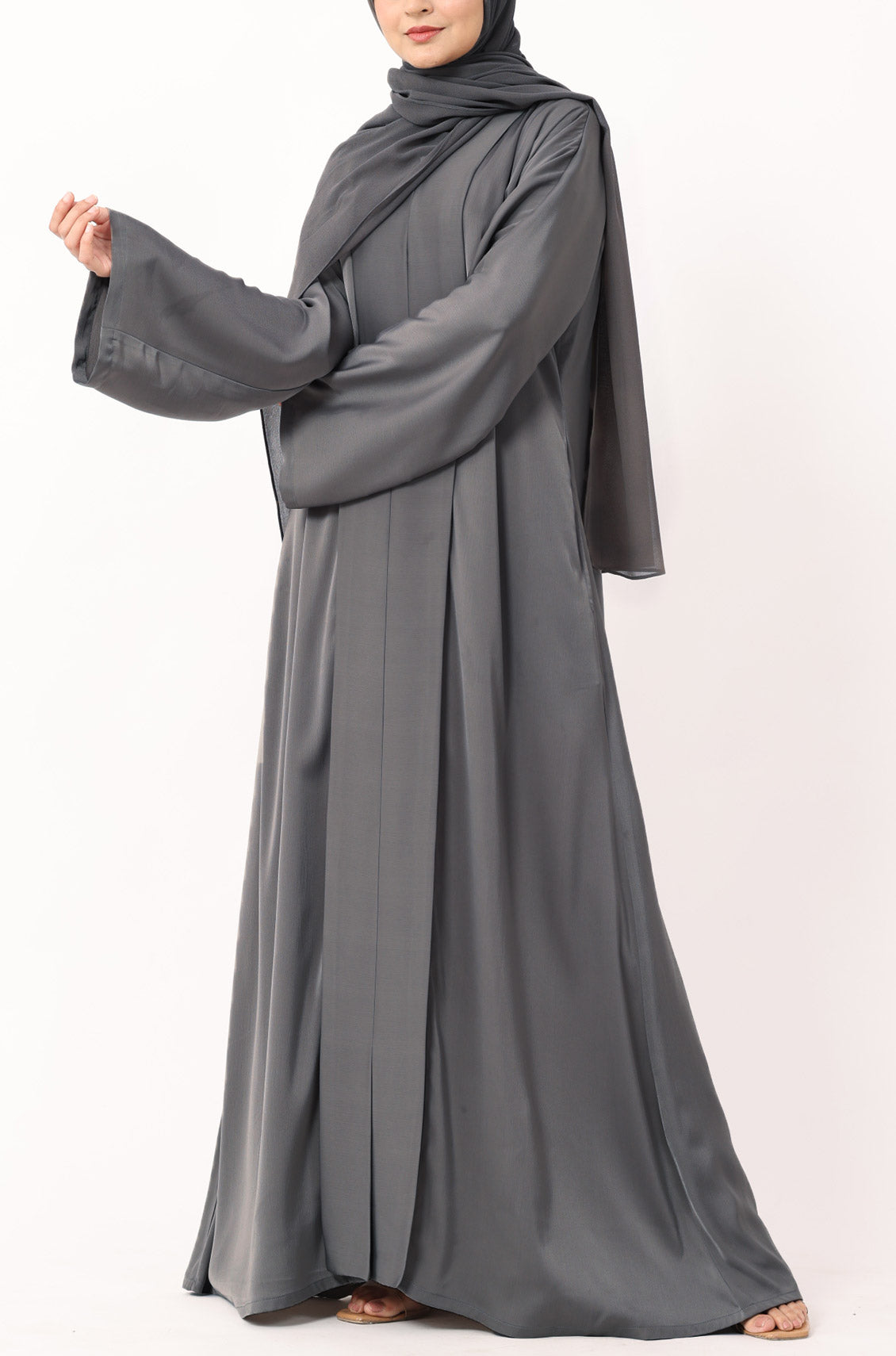 Luxury Pleated Abaya Frost Grey