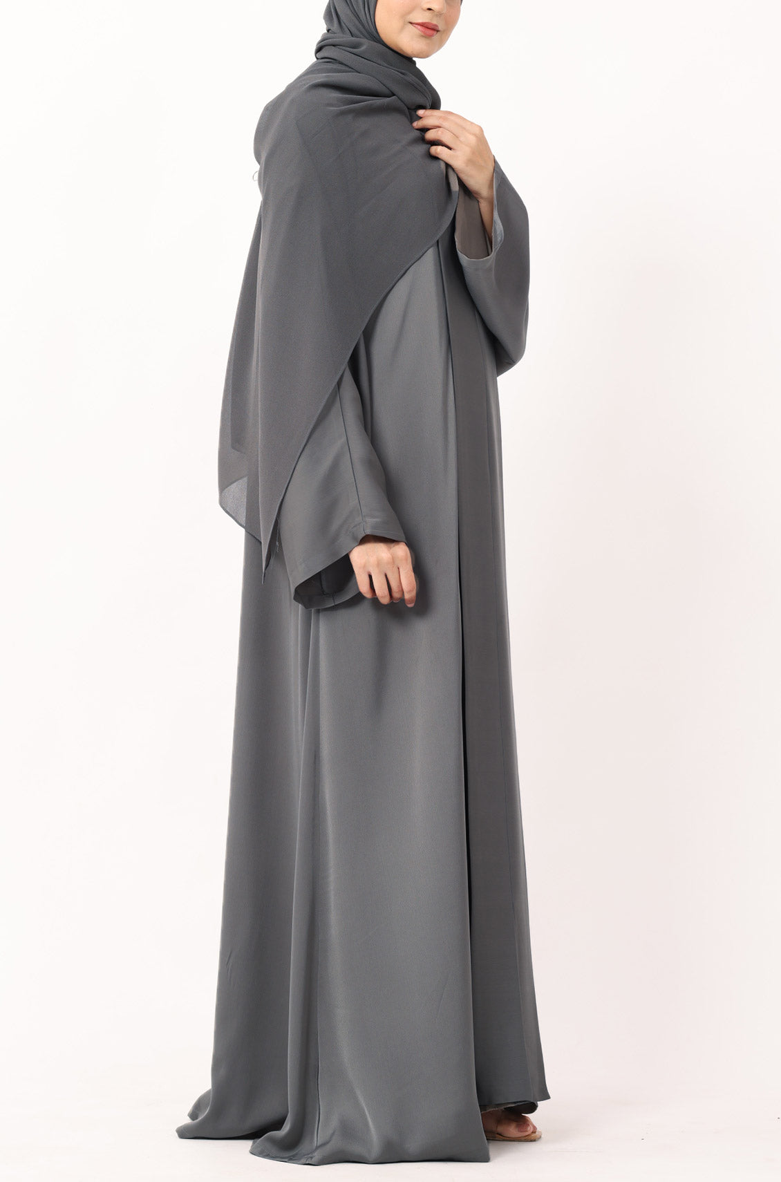 Luxury Pleated Abaya Frost Grey
