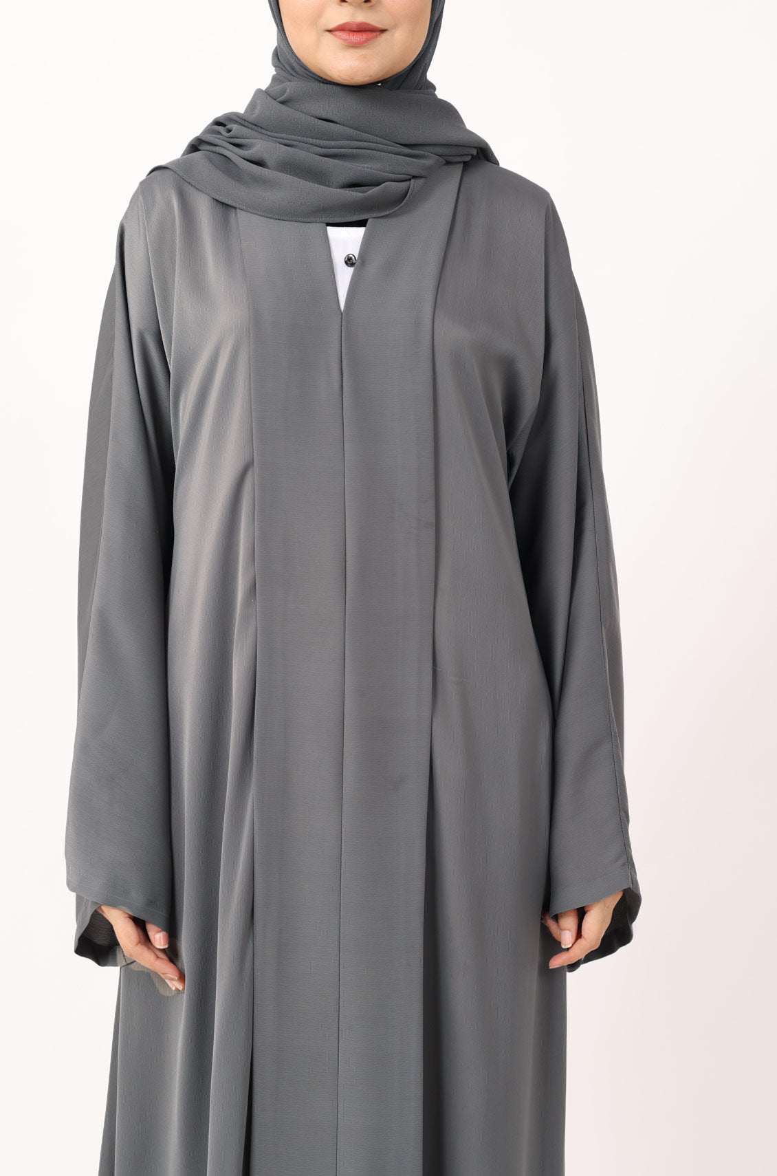 Luxury Pleated Abaya Frost Grey