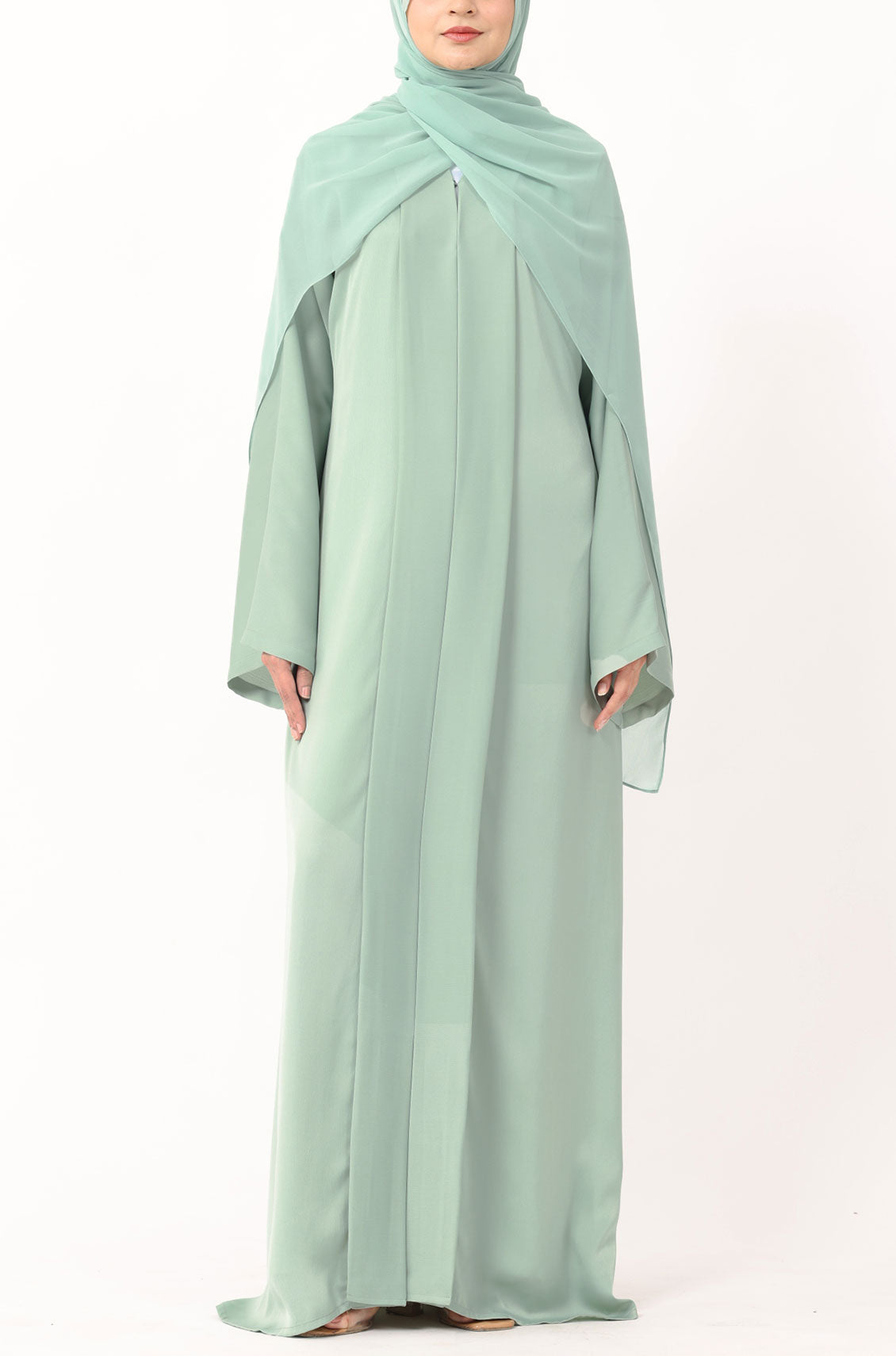 Luxury Pleated Abaya Mint Green