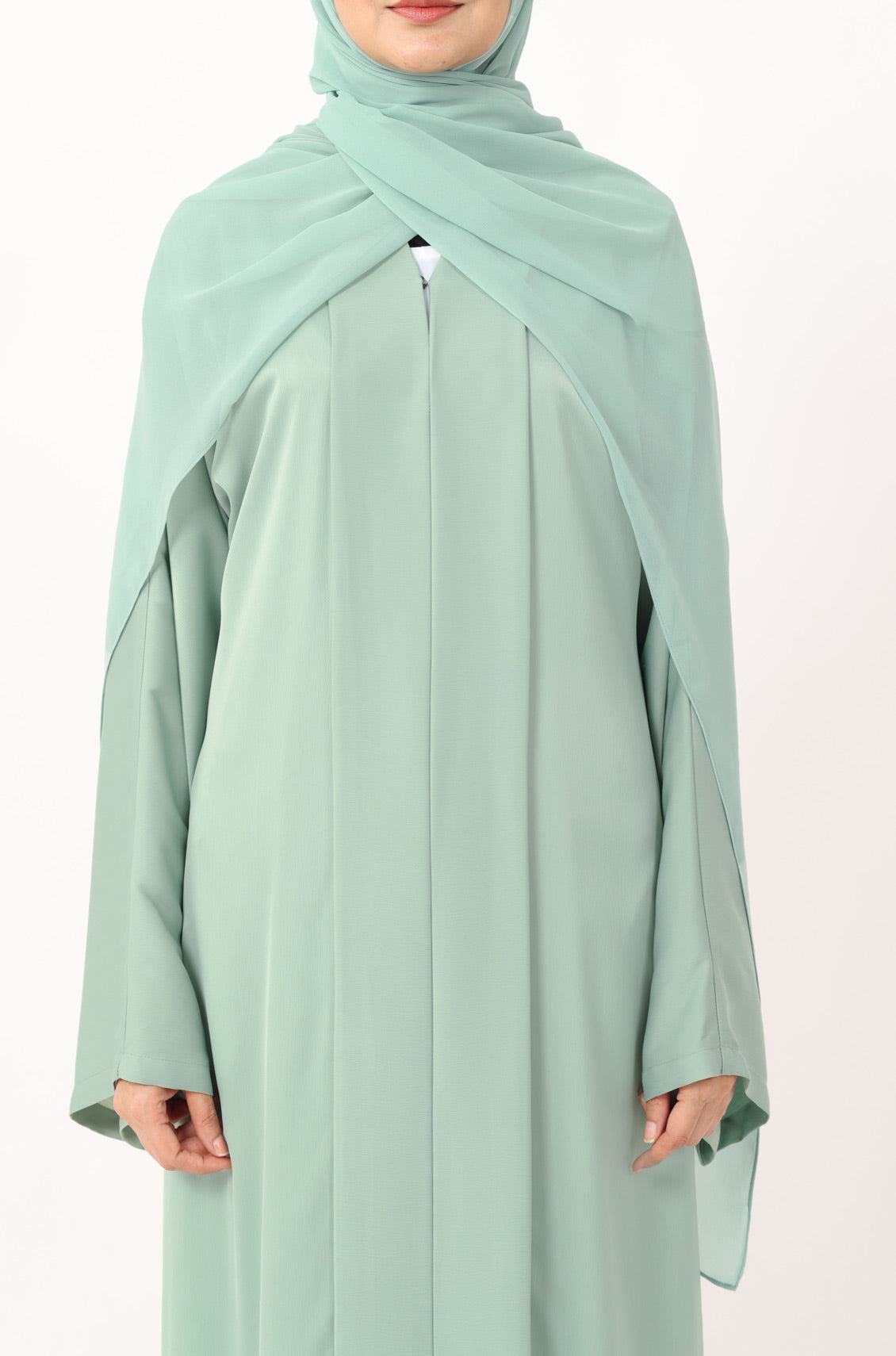 Luxury Pleated Abaya Mint Green