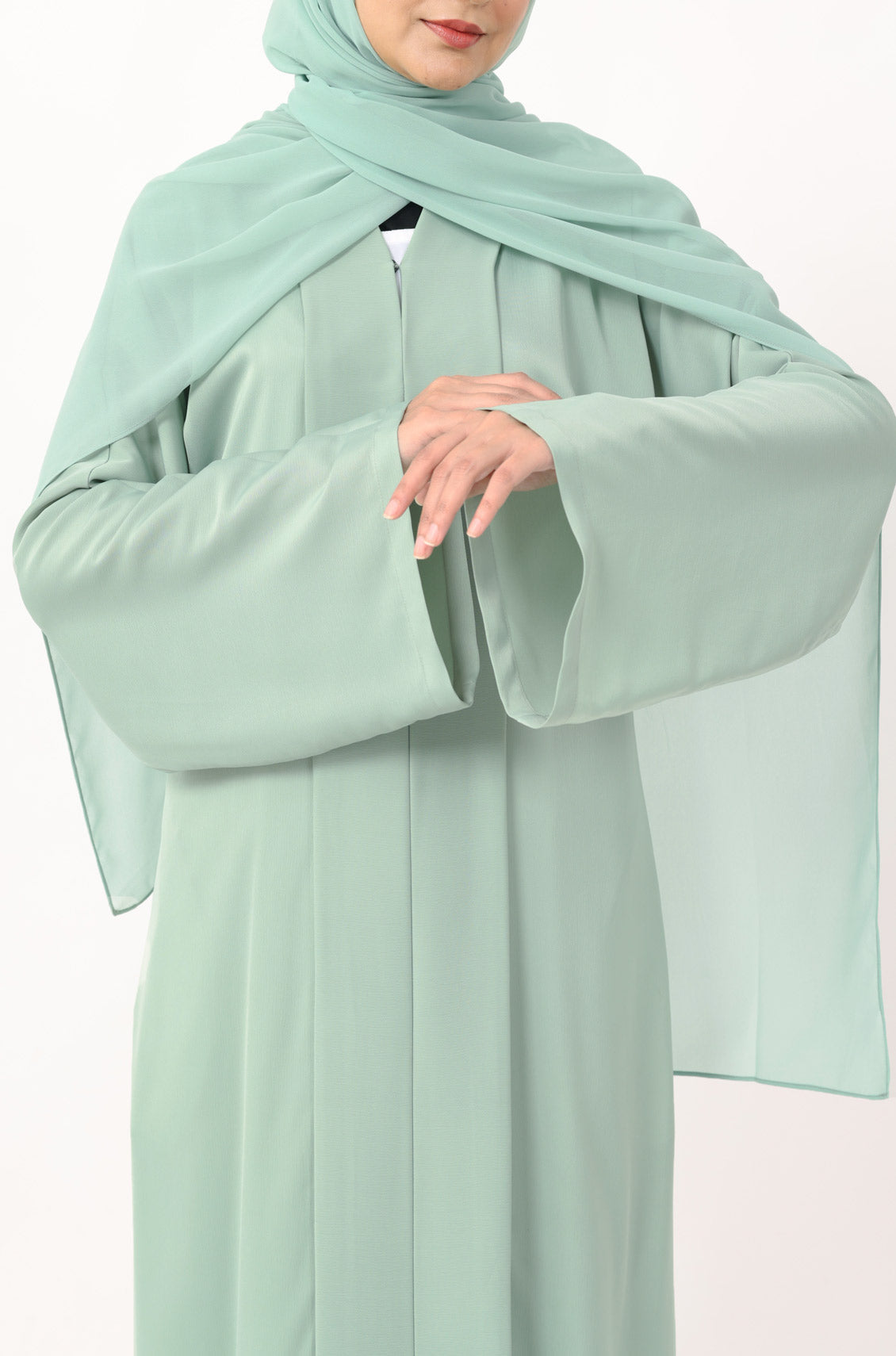 Luxury Pleated Abaya Mint Green
