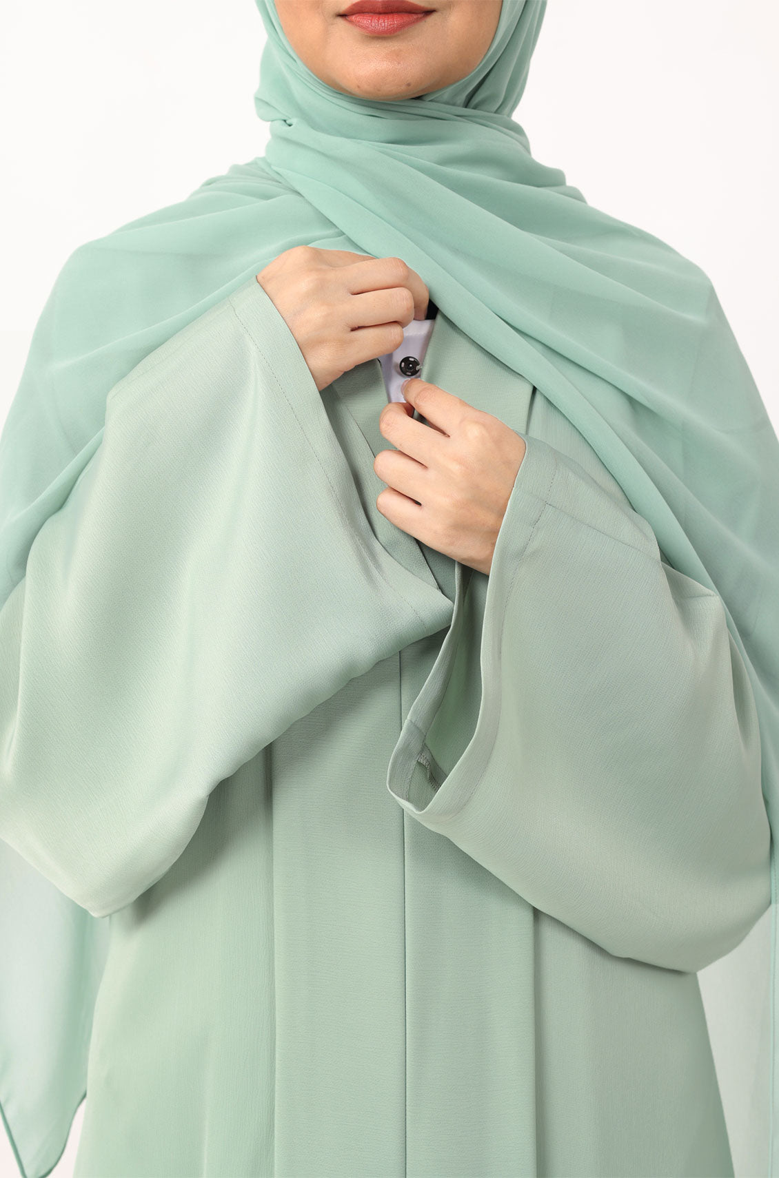 Luxury Pleated Abaya Mint Green OnlyModest Luxury Pleated Abaya Mint Green OnlyModest