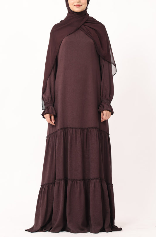Frill Abaya Dress Mocha Brown
