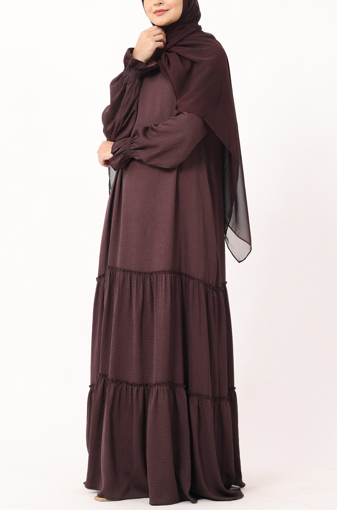 Frill Abaya Dress Mocha Brown