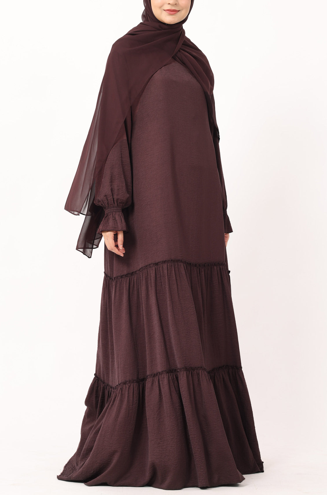Frill Abaya Dress Mocha Brown