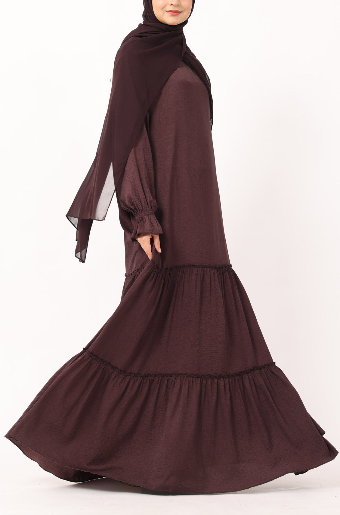 Frill Abaya Dress Mocha Brown