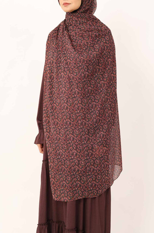 Rustic Rose Print Chiffon Hijab