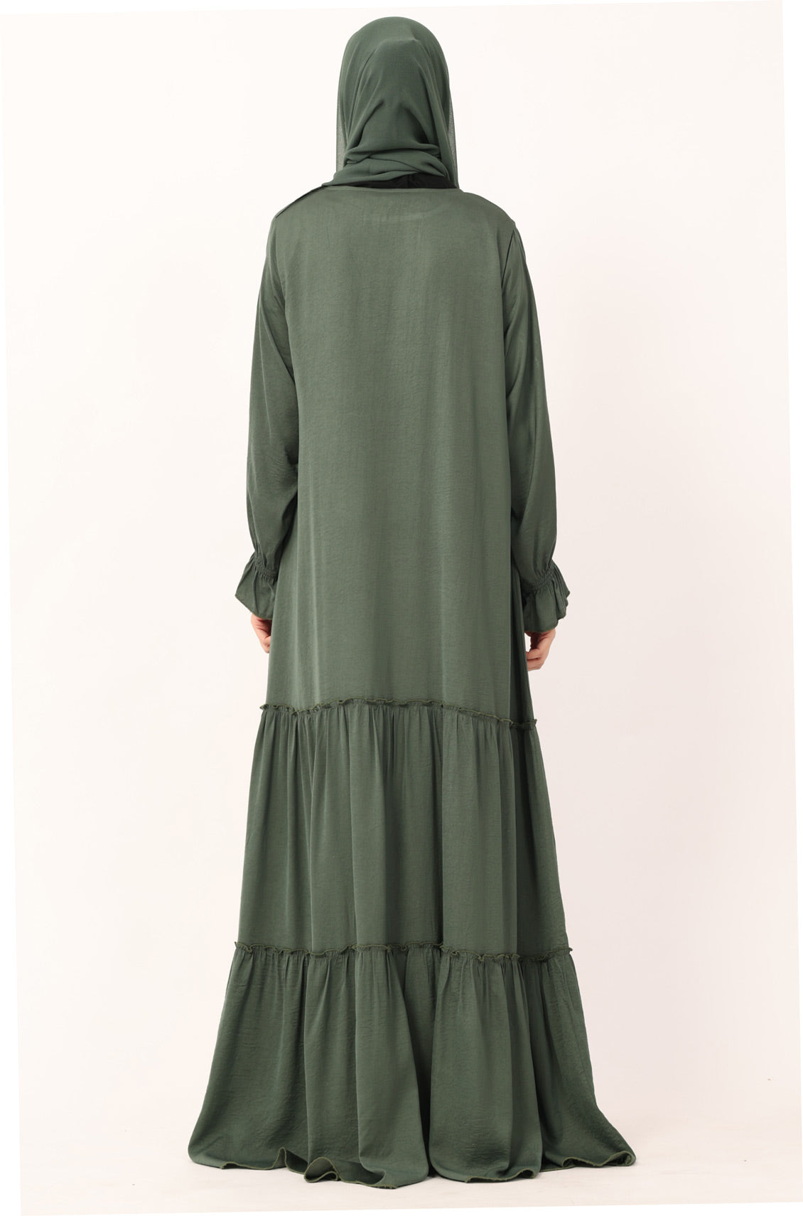 Frill Abaya Dress Moss Green
