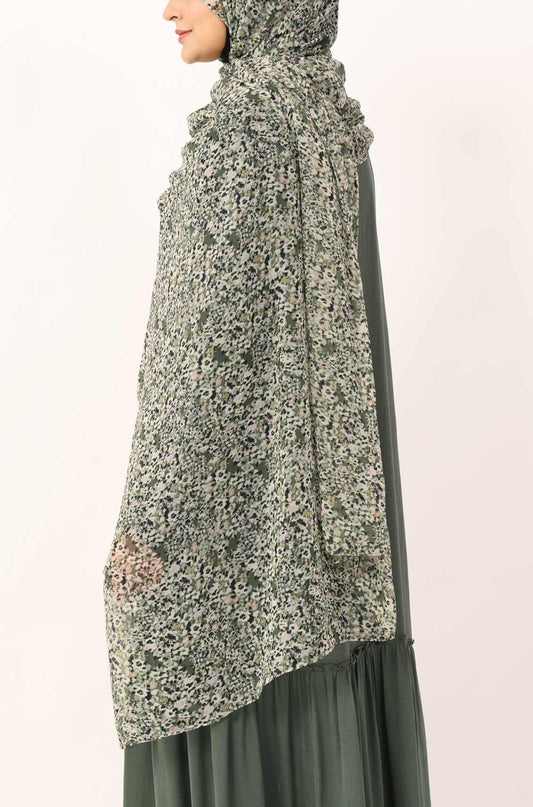 Mint Petals Print Chiffon Hijab