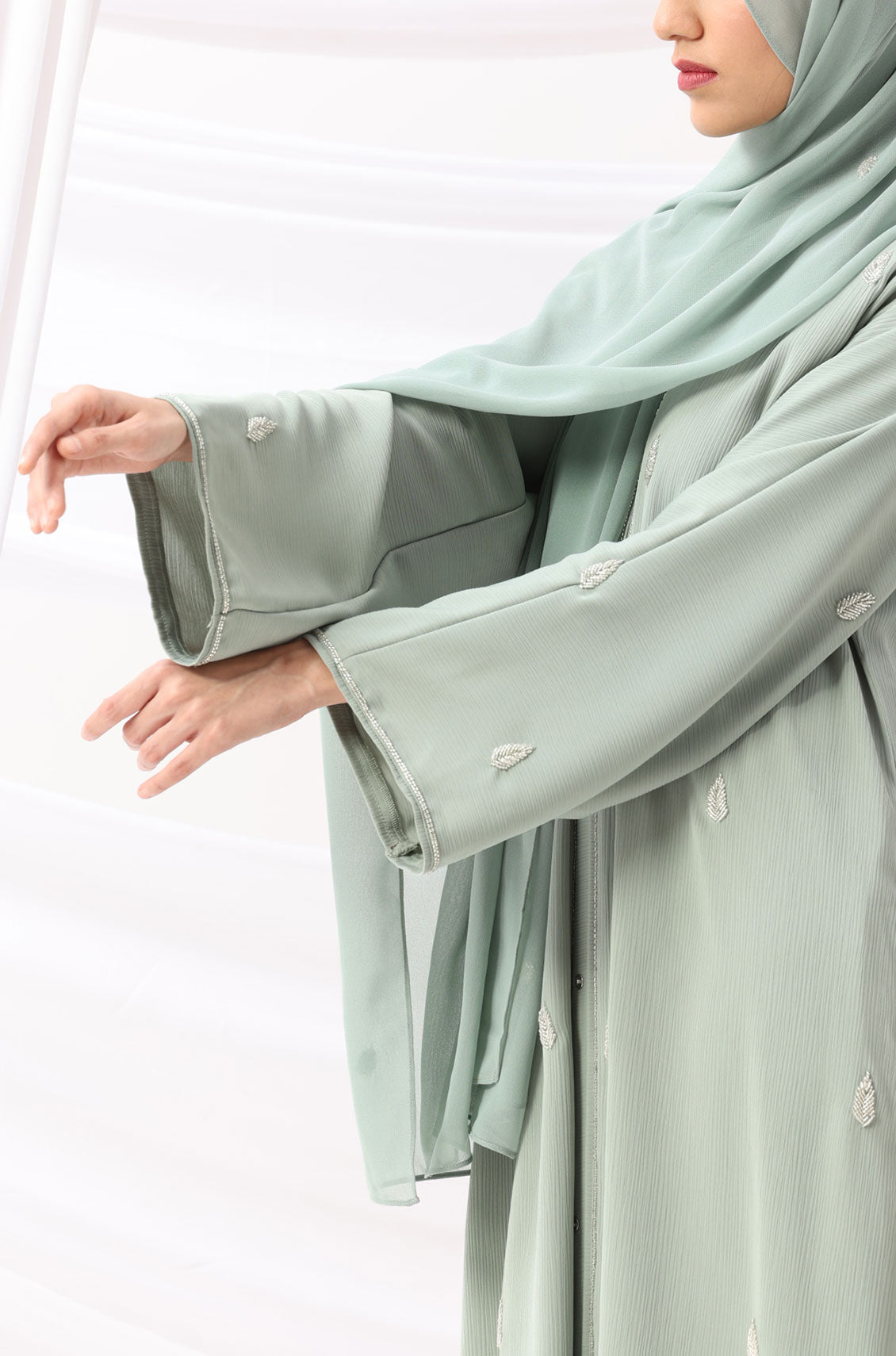 Amira Abaya Dress Soft Mint OnlyModest Amira Abaya Dress Soft Mint OnlyModest