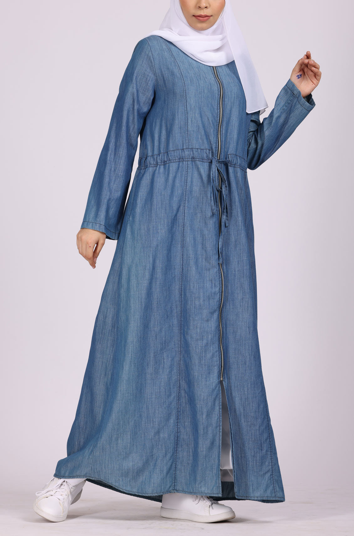 Denim Abaya Dress Blue OnlyModest Denim Abaya Dress Blue OnlyModest