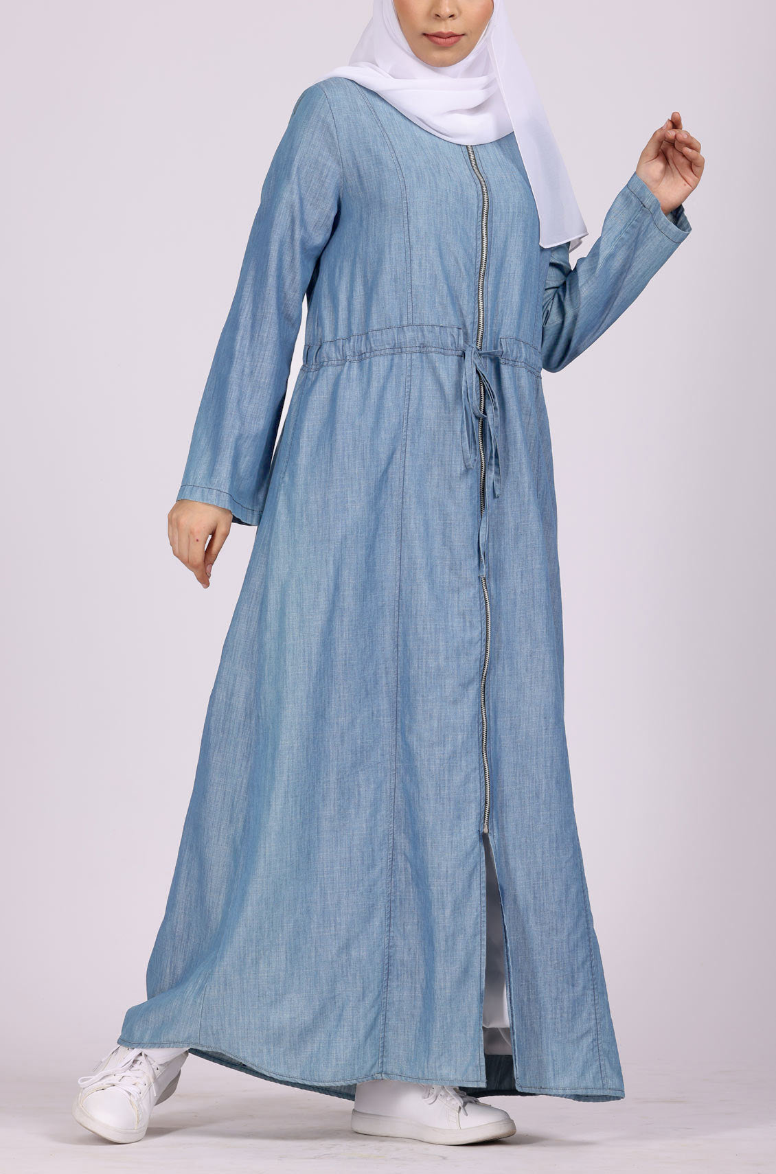 Denim Abaya Dress Ice Blue