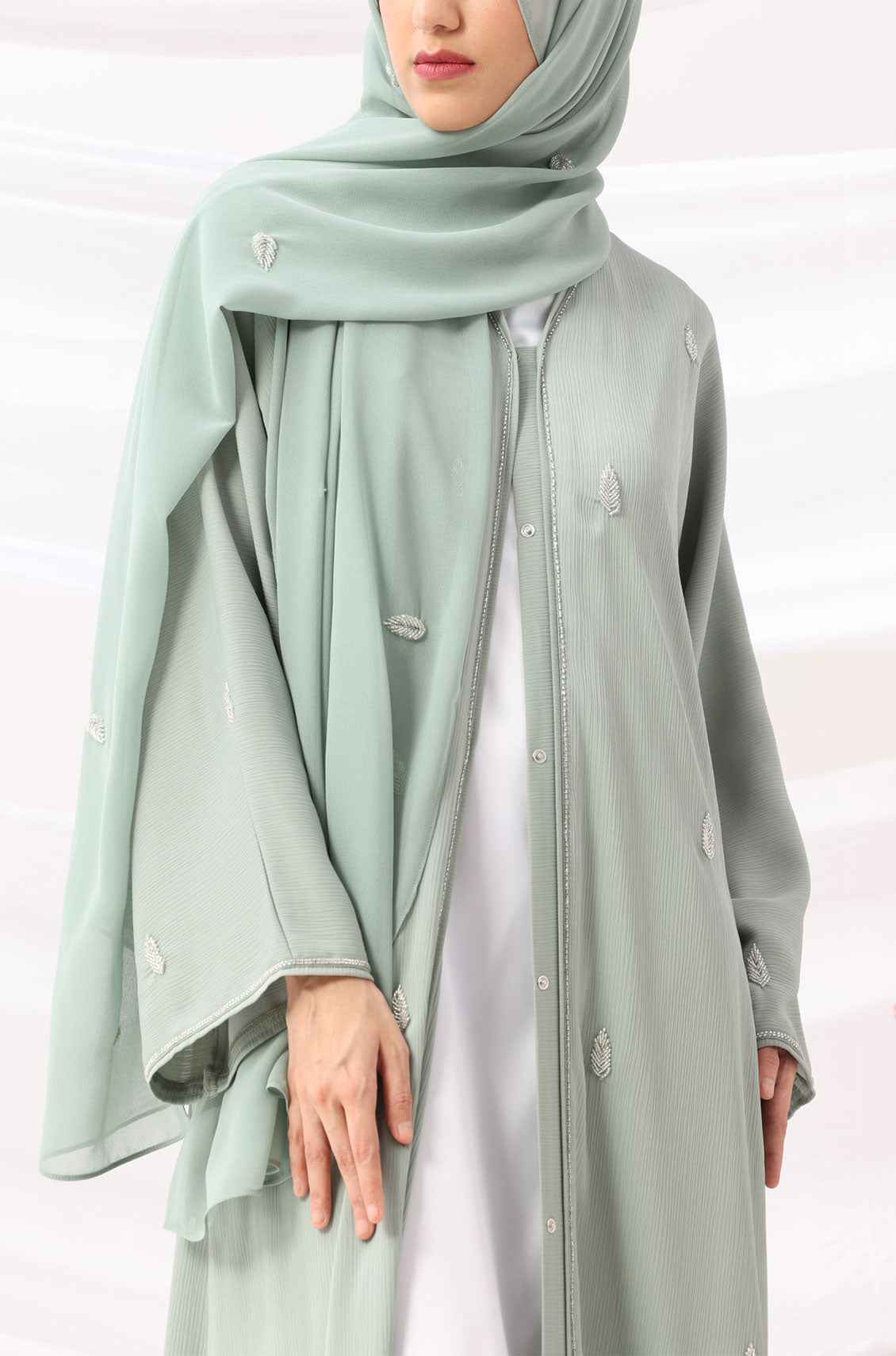 Amira Abaya Dress Soft Mint OnlyModest Amira Abaya Dress Soft Mint OnlyModest