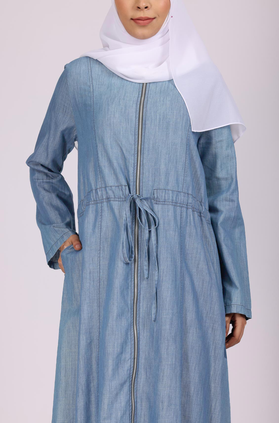 Denim Abaya Dress Ice Blue