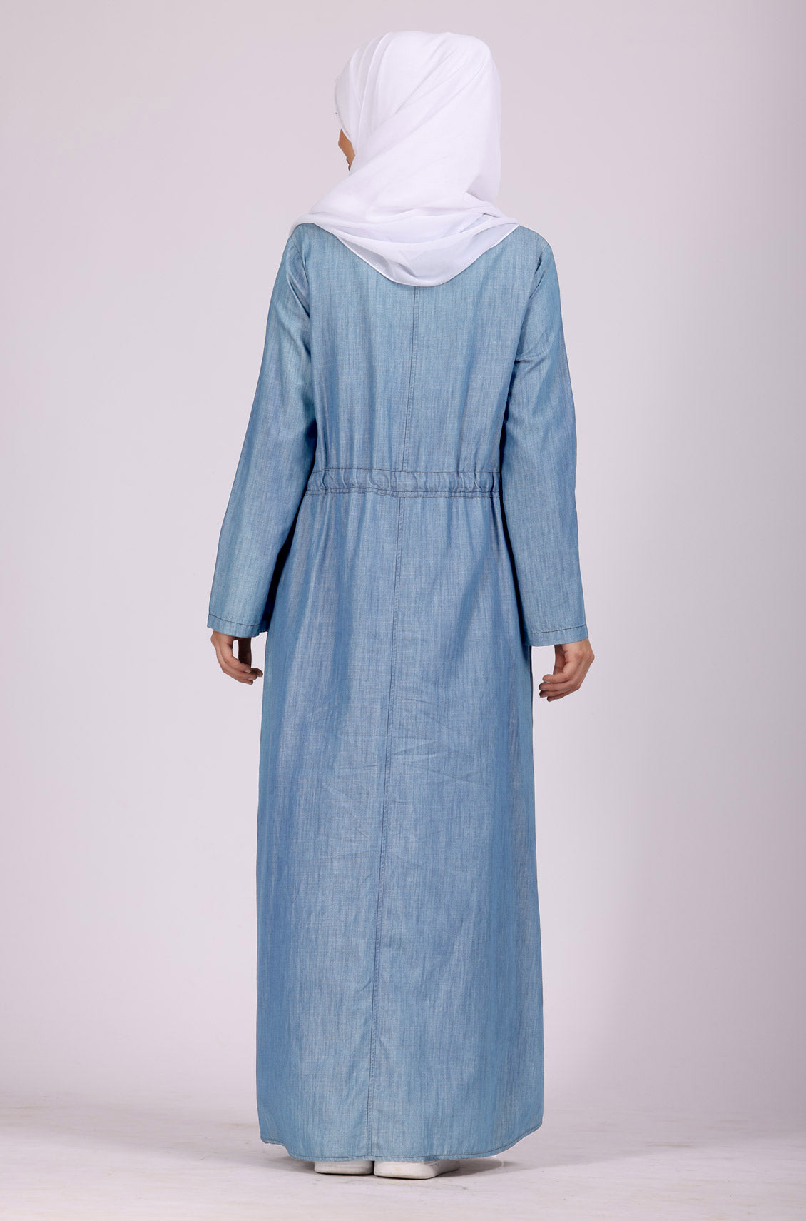 Denim Abaya Dress Ice Blue