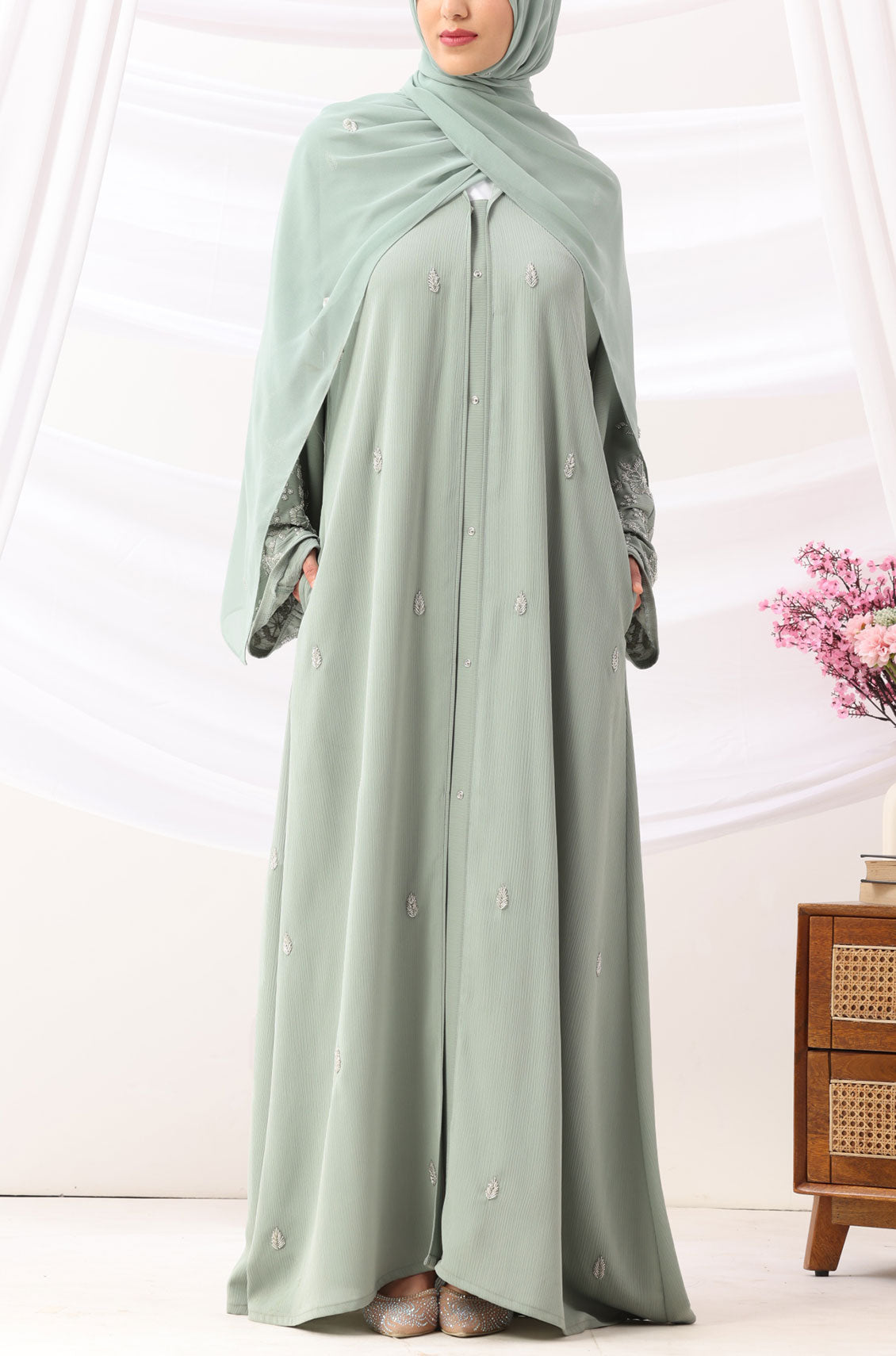 Rania Abaya Dress Soft Mint