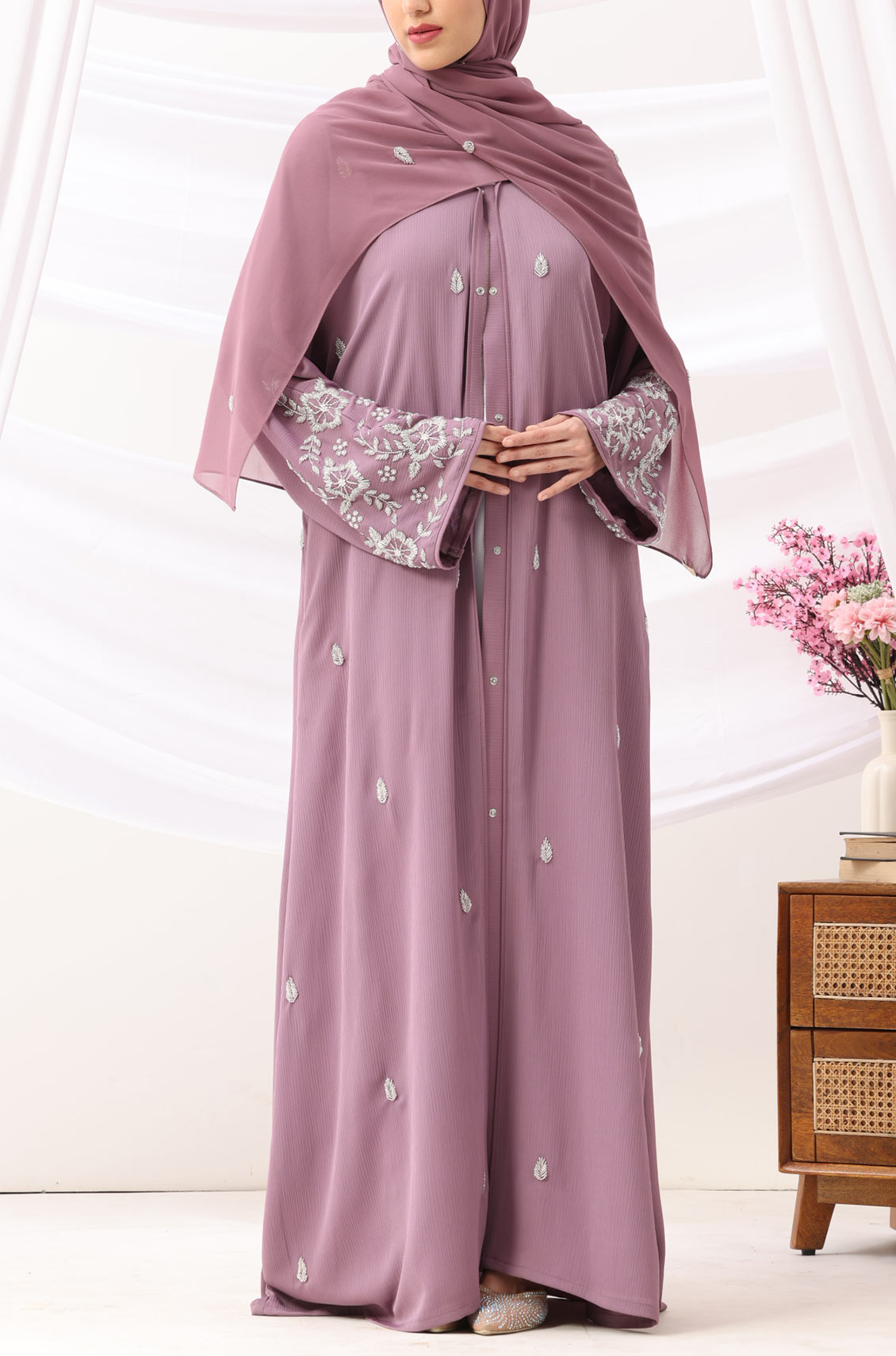 Rania Abaya Dress Rose Mauve