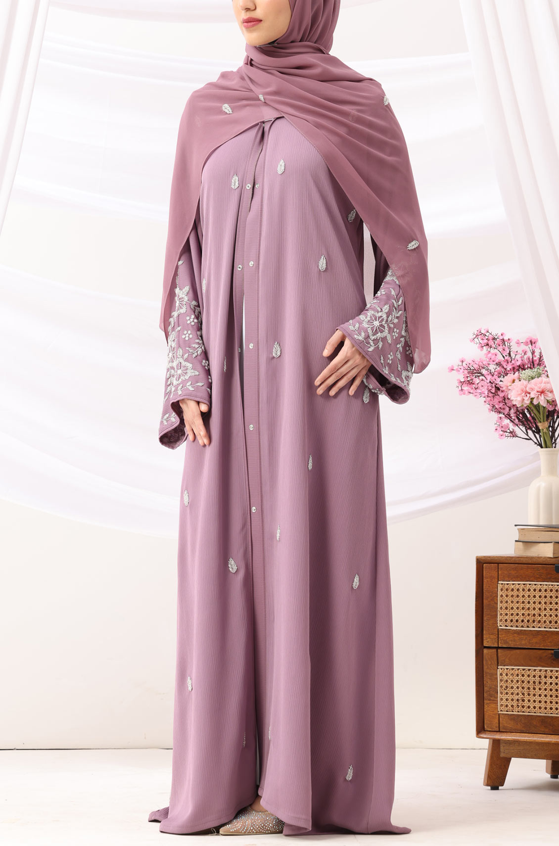 Rania Abaya Dress Rose Mauve