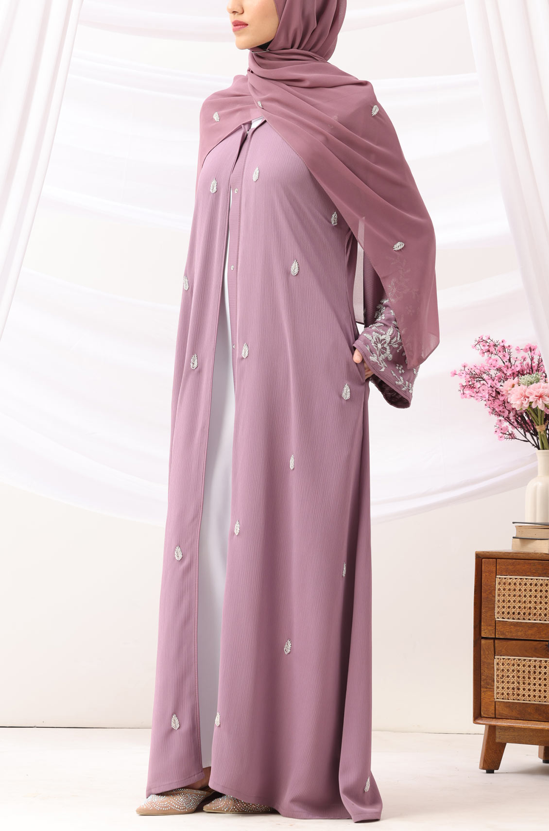 Rania Abaya Dress Rose Mauve