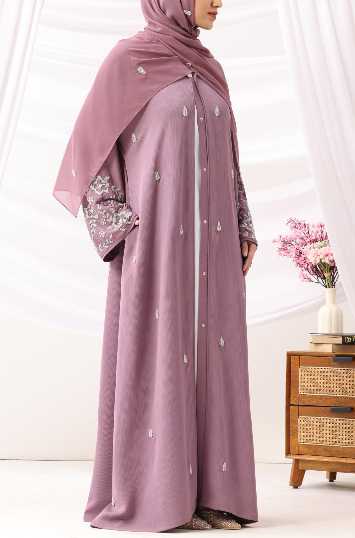 Rania Abaya Dress Rose Mauve