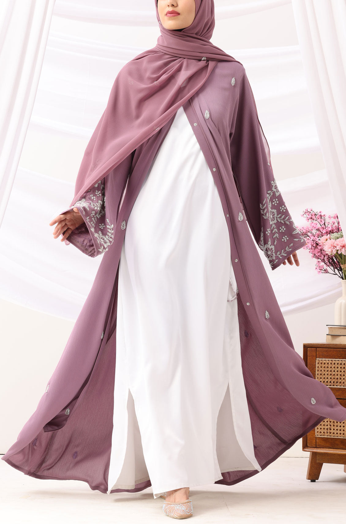 Rania Abaya Dress Rose Mauve