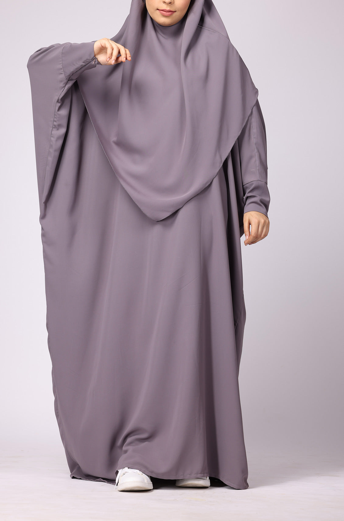 Simple Abaya Kaftan Style Lilac Grey