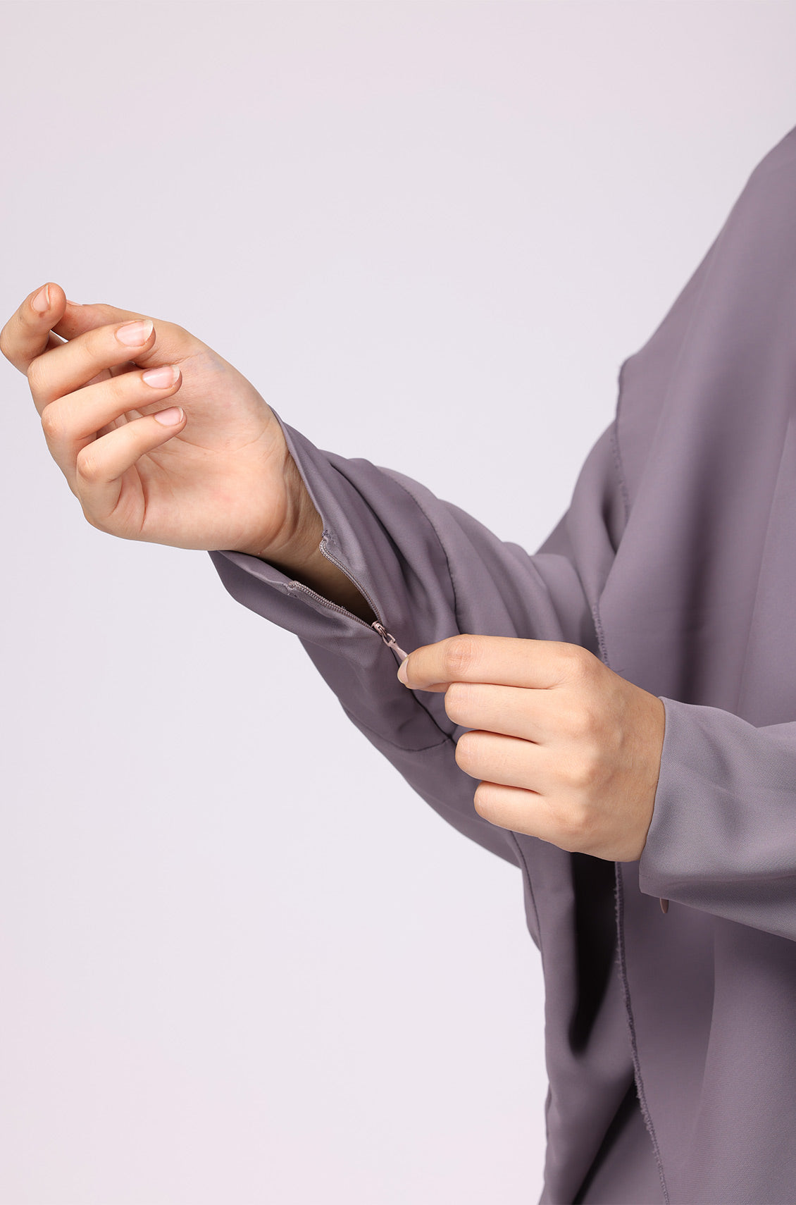 Simple Abaya Kaftan Style Lilac Grey