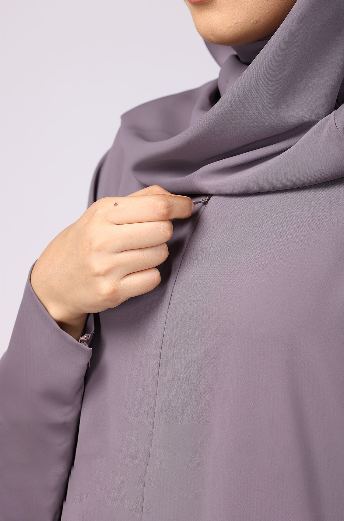 Simple Abaya Kaftan Style Lilac Grey