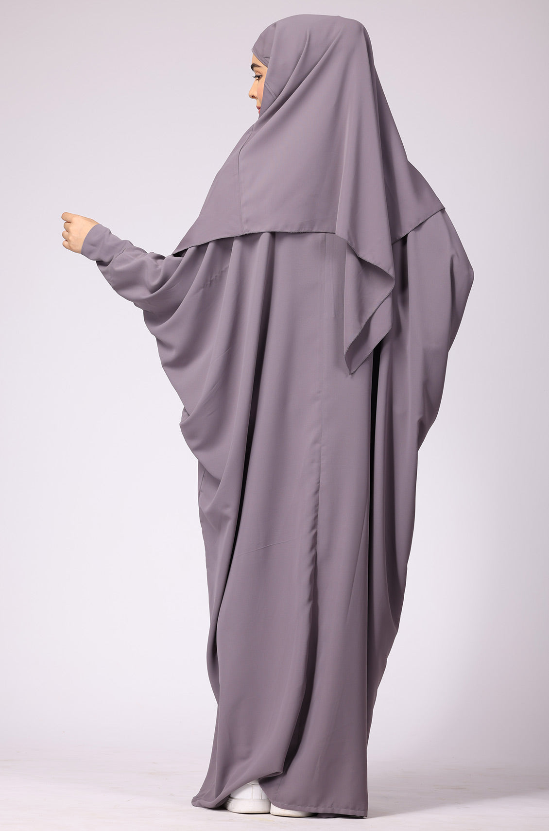 Simple Abaya Kaftan Style Lilac Grey