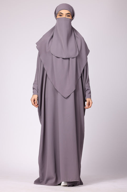 Simple Abaya Kaftan Style Lilac Grey