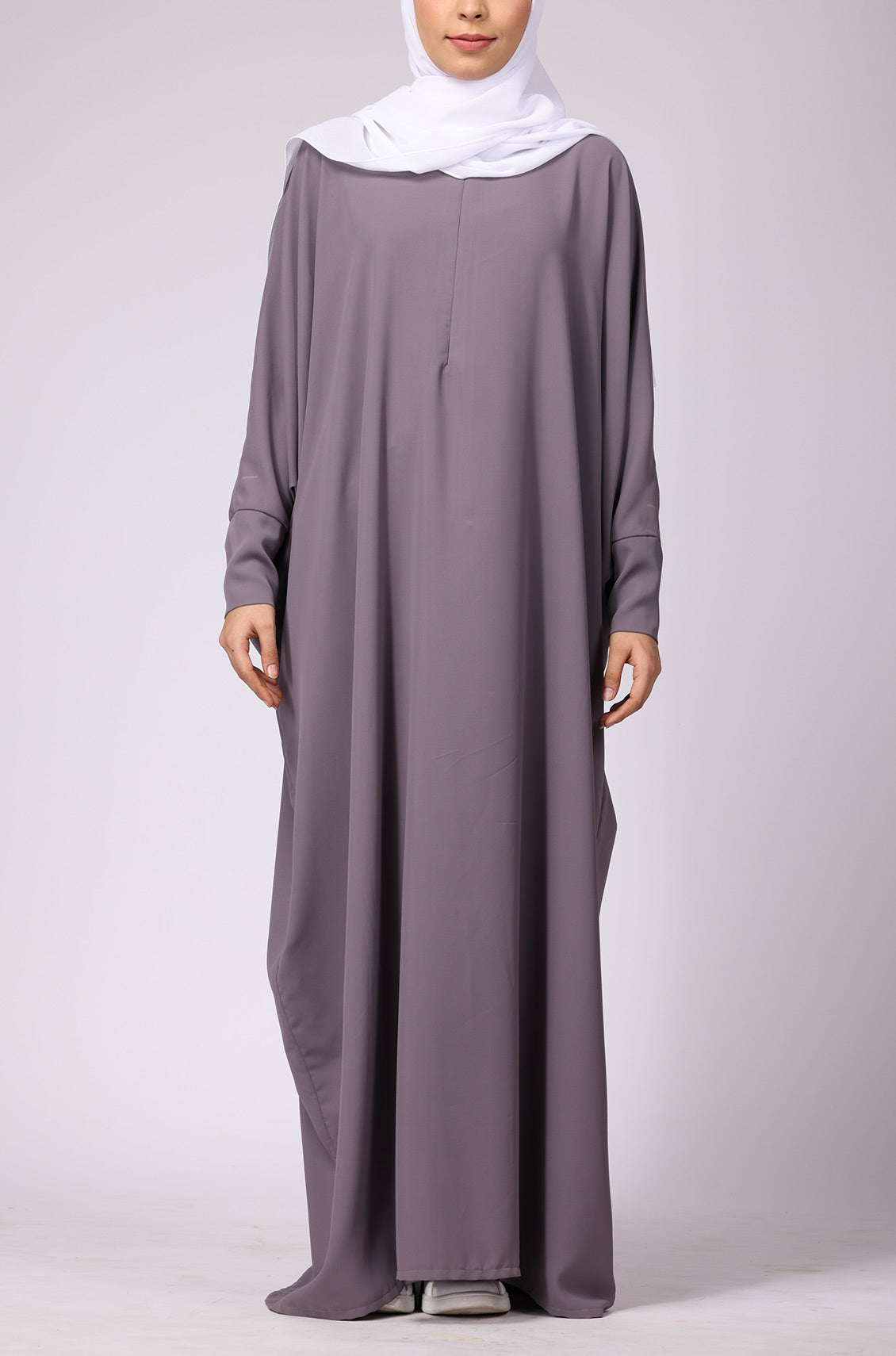 Simple Abaya Kaftan Style Lilac Grey