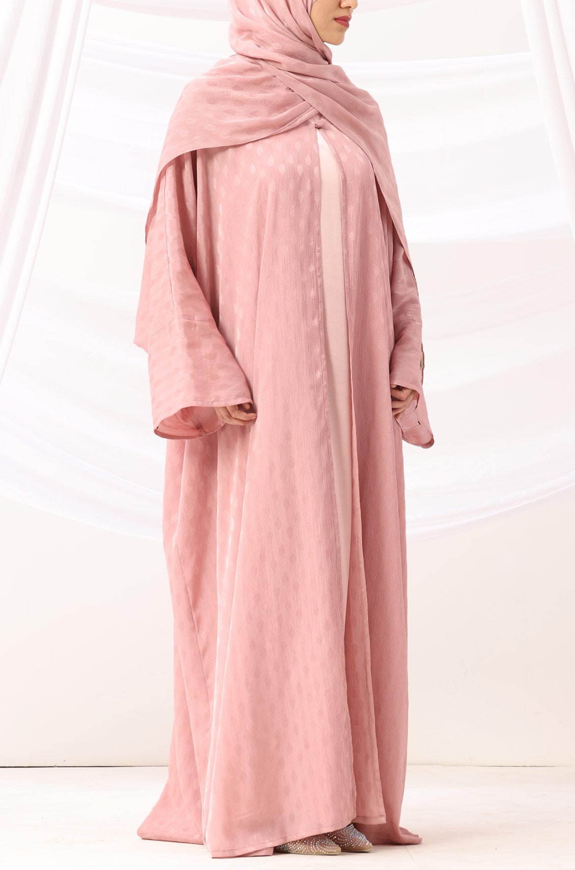 Luxe Dune Kaftan Abaya Rose Gold