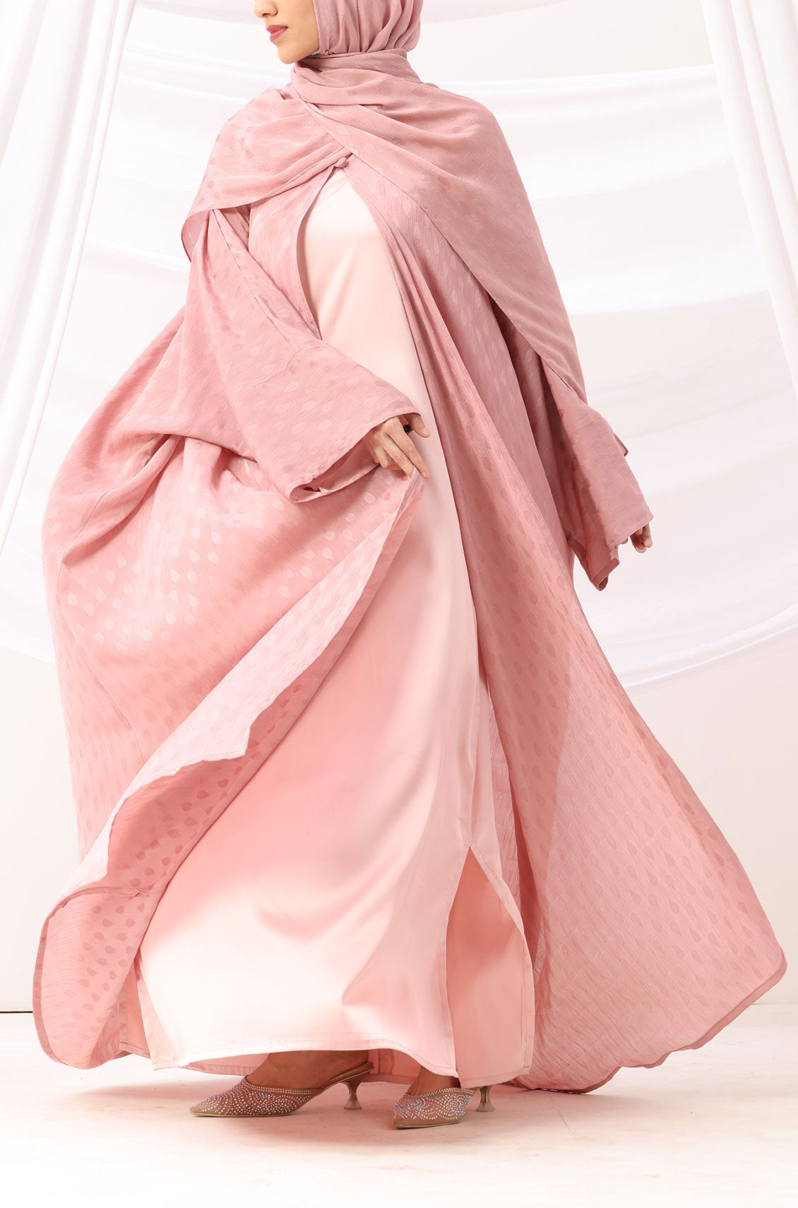 Luxe Dune Kaftan Abaya Rose Gold