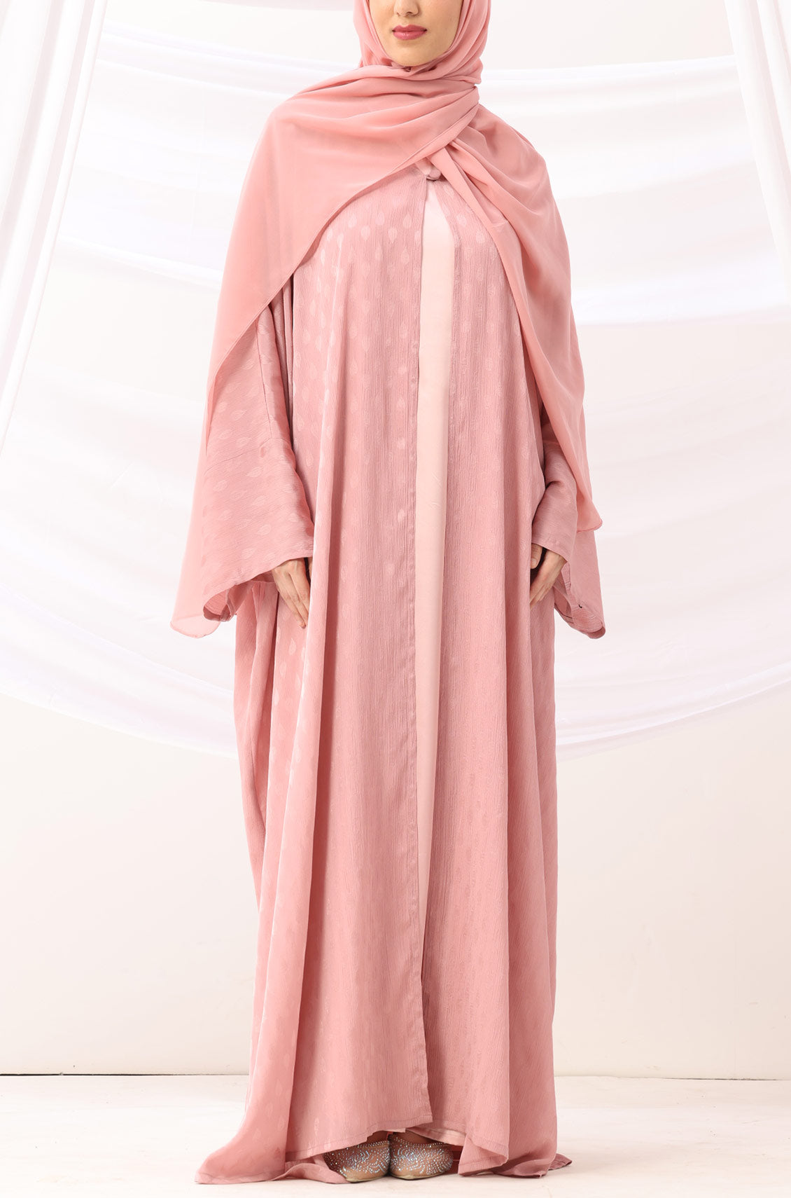 Luxe Dune Kaftan Abaya Rose Gold