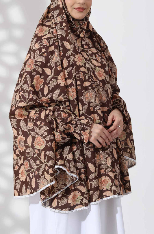 Brown Floral Cotton Namaz Makhna