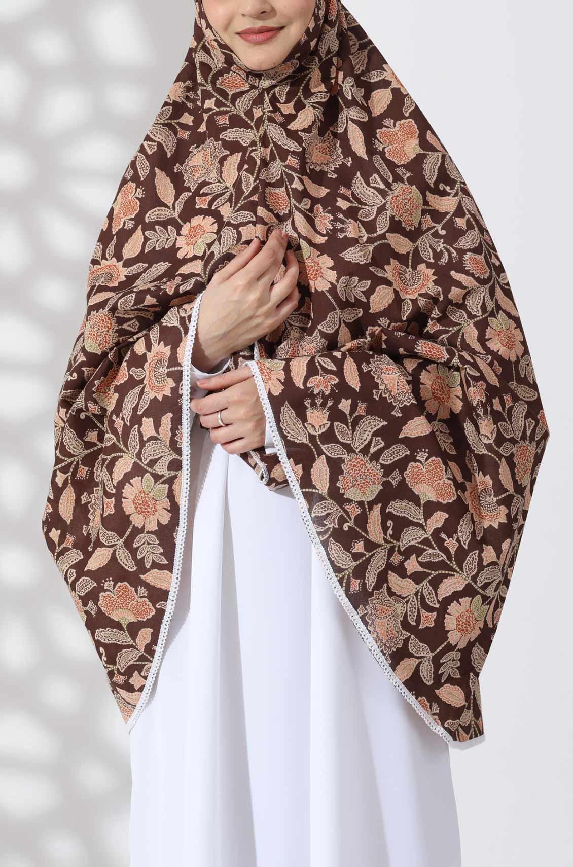 Brown Floral Cotton Namaz Makhna