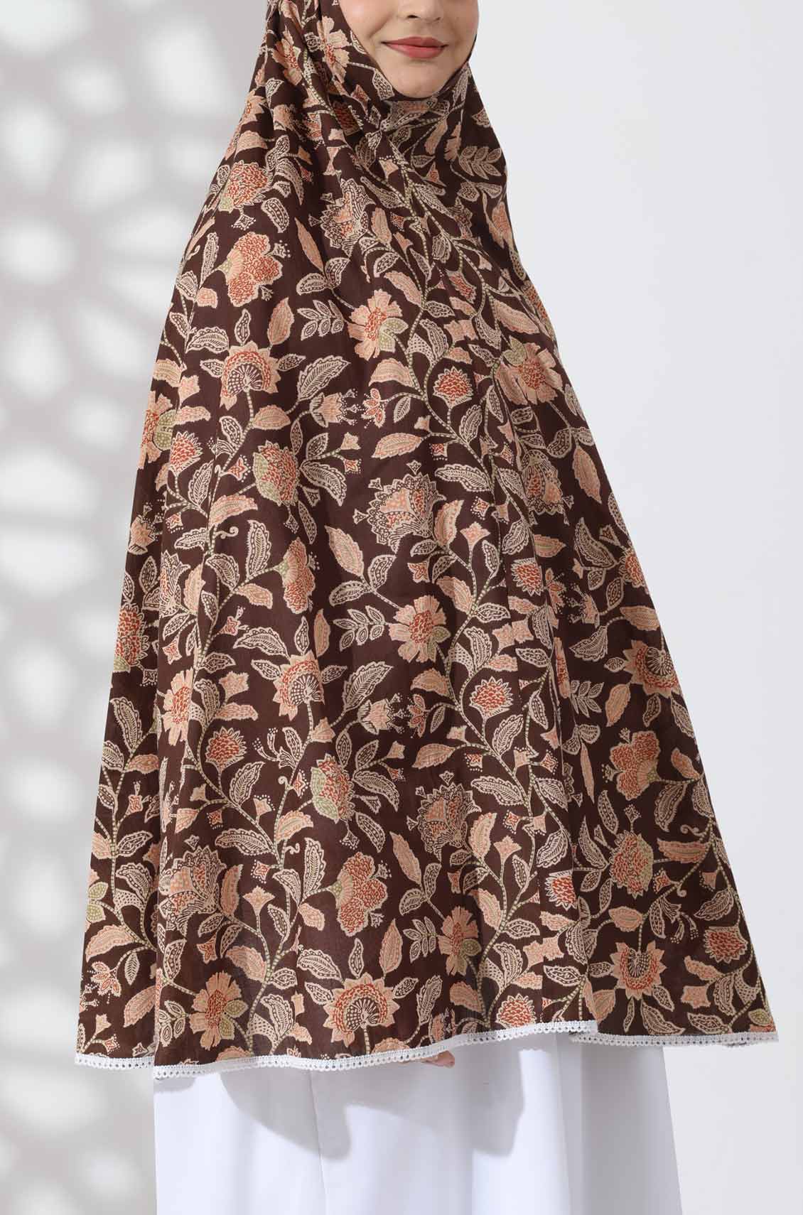 Brown Floral Cotton Namaz Makhna