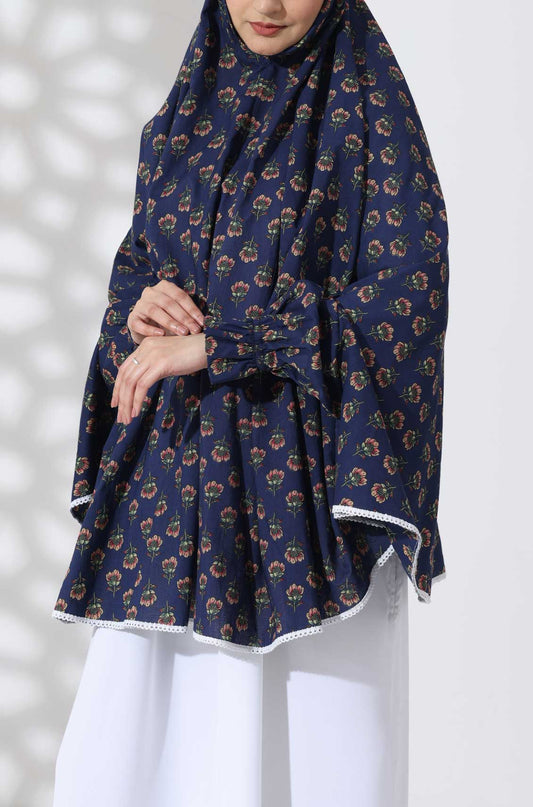 Navy Bloom Cotton Namaz Makhna